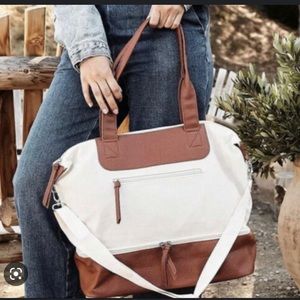 NWT Graf Lantz Leather and Canvas Weekender Bag w/ dust bag